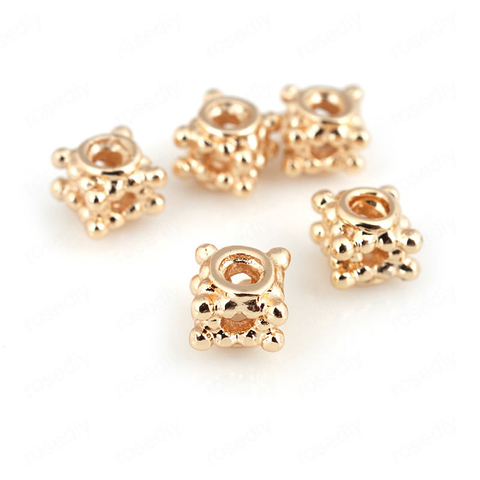 10PCS 5MM 24K Champagne Gold Color Plated Brass Cube Spacer Beads Bracelet Beads High Quality Diy Jewelry Accessories ► Photo 1/3