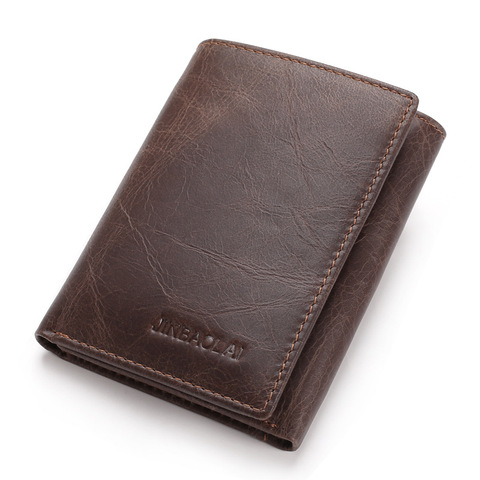Jinbaolai Brand Vintage Men's Genuine leather wallet small man purse card holder money bag for male ► Photo 1/6