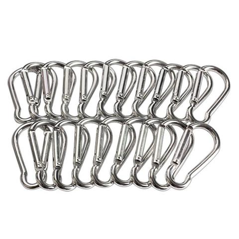 20Pcs Mini Silver Aluminum Spring Carabiner Snap Hook Keychain EDC Survival Outdoor Camping Tools size 45*21*5mm Z65 ► Photo 1/6