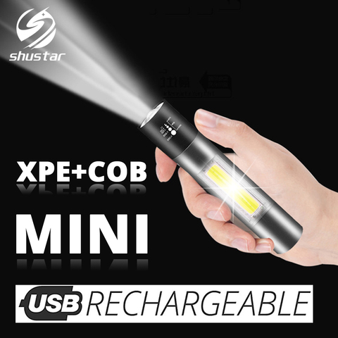 Rechargeable MINI LED Flashlight with COB Side light Support zoom, 3 lighting modes LED Torch Suitable for cycling, camping, etc ► Photo 1/6
