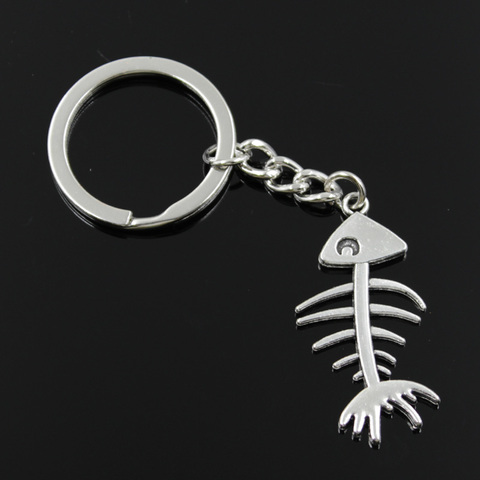 new fashion men 30mm keychain DIY metal holder chain vintage fish bone 42x21mm silver pendant Gift ► Photo 1/5