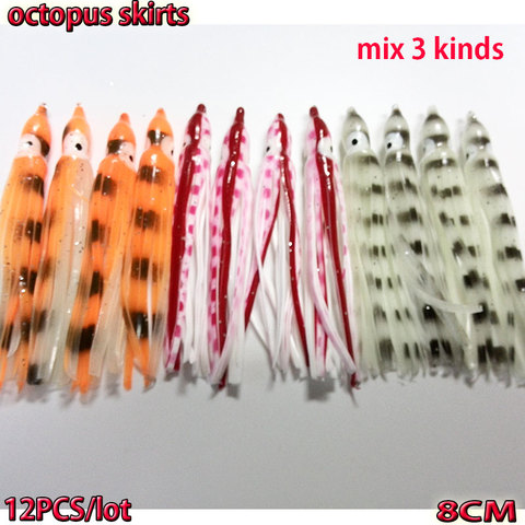 2022  fishing squid octopus jig fishing octopus skirts   length is 8CM  number:12pcs/lot ► Photo 1/1