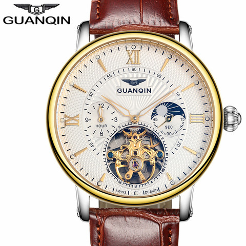 GUANQIN Mens Watches Top Brand Luxury Tourbillon Automatic Mechanical Watch Men Casual Fashion Leather Strap Skeleton Wristwatch ► Photo 1/6