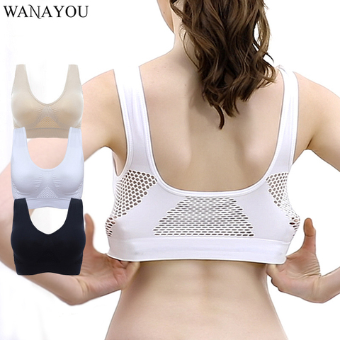 WANAYOU Breathable Sports Bras,Women Hollow Out Padded Sports Bra Top,S-2XL XXXL Plus Size Gym Running Fitness Yoga Sports Tops ► Photo 1/6