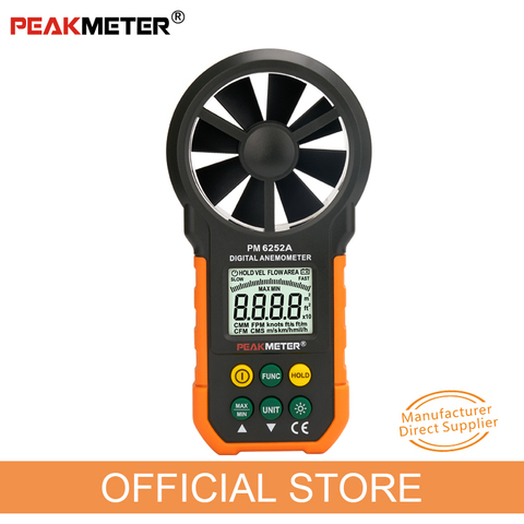 PEAKMETER MS6252A MS6252B Digital Anemometer Wind Speed Meter Air Flow Tester Meter Volume Ambient Temperature Humidity USB ► Photo 1/6