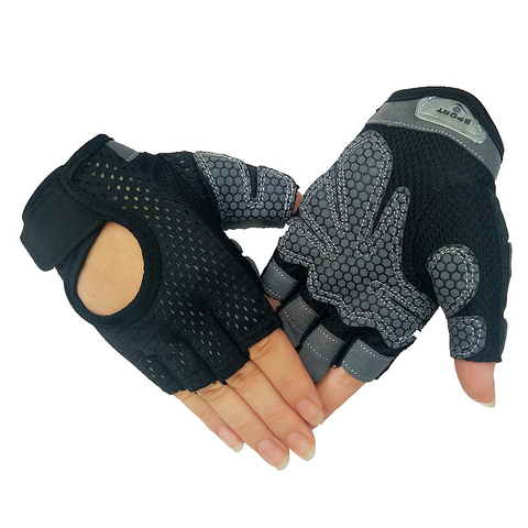2 Pieces Professional Gym Fitness Gloves Power Weight Lifting Women Men Crossfit Workout Bodybuilding Half Finger Hand Protector ► Photo 1/6