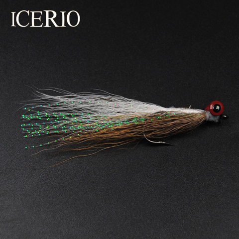 ICERIO 10PCS #4 Dumbell Eyes Olive/White Crazy Charlie Fly Bonefish Redfish Flies Fishing Lure  Deep Minnow Saltwater Fly ► Photo 1/1