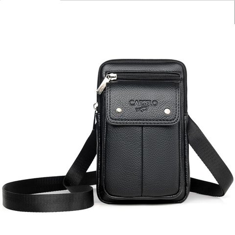 Men's shoulder bag soft PU material trendy fashion casual simple wind multi-function large capacity design ► Photo 1/6