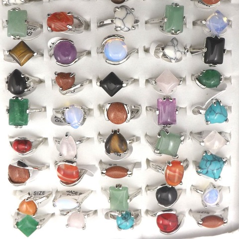 Mix Lot Natural Stone Rings Women's Ring Fashion Jewelry Bague 50pcs Free Shipping ► Photo 1/6
