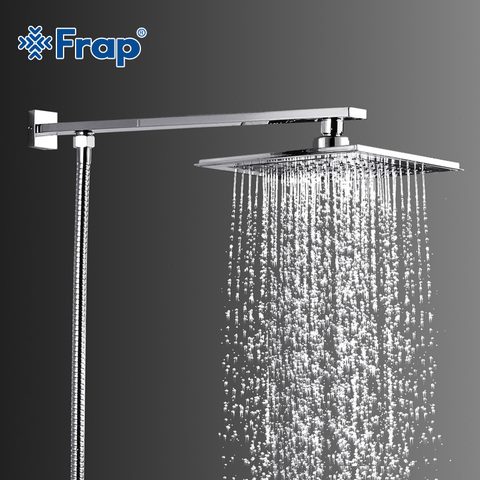 FRAP Hot Selling 205*205mm ABS shower head with stainless steel  arm top water saving Overhead rain shower F2406 ► Photo 1/6