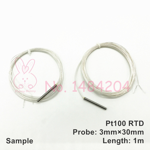 1x PT100 Temperature Sensor -40~400 C Degree Stainless Steel Probe 3mm*30mm Platinum Resistance 1m 2m 5m High Temperature Wire ► Photo 1/4