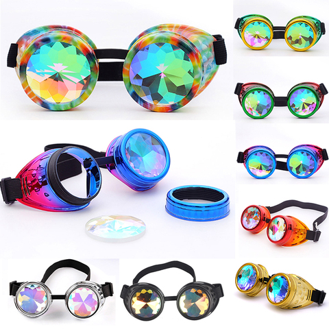Hotselling Kaleidoscope Rainbow Crystal Lenses Steampunk Goggles EDM Glasses Gothic Cosplay Goggles Eyewear Vintage Halloween ► Photo 1/6