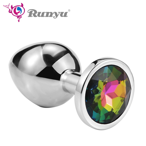 Runyu Intimate Metal Anal Plug With Crystal Jewelry Smooth Butt Plug Anal Bead Anus Dilator Anal Toys for Men/Women ► Photo 1/6