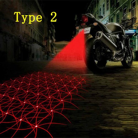 Cool Motorcycle Tail Warning Light Laser Fog Lamps Waterproof Moto Rear Braking Reversing Lights Driving Safety Motorbike Refit ► Photo 1/6