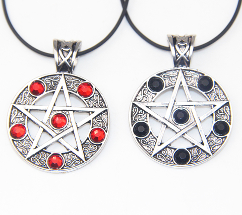 ZRM Fashion Vintage Supernatural Black Red Lucifer Satan Witch Protect Star Amulet Pentagram Pendant Necklace Jewelry Men Women ► Photo 1/5