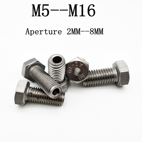 Stainless steel outer hexagonal hollow bolt hollow-through lamp with hole screw custom M4M6M8M10M12M14M16M20 ► Photo 1/3