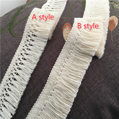 10Yard/Lot 4CM Cotton Beige Lace trim tassel fringe accessories clothing curtain table sweater DIY decorative ► Photo 1/5