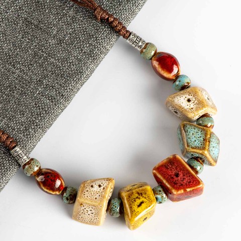 Colorful Irregular shape Ceramic Beads Neckalce artware Antique wholesale Necklaces & Pendants For women #FY567 ► Photo 1/6
