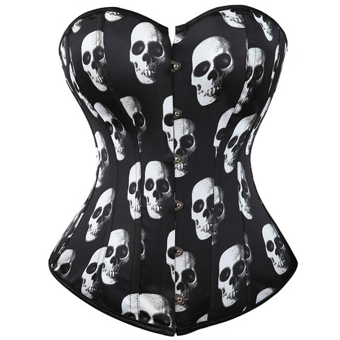 bustiers & corsets skull lingerie plus size burlesque costumes fashion vintage style Sexy corset overbust plus size black 6XL ► Photo 1/3