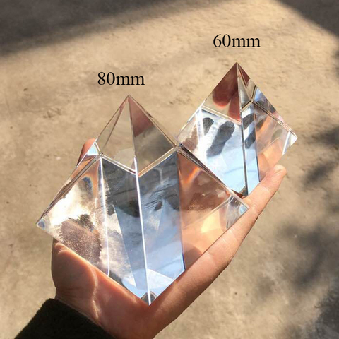 8CM K9 AAA Crystal Glass Pyramid Paperweight natural stone and 3.1inch minerals crystals Fengshui Figurine For Home Office Decor ► Photo 1/2