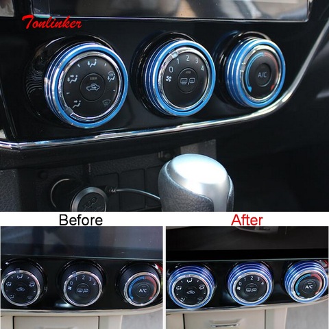 Tonlinker 1 PCS DIY Car Styling Aluminum Air Conditioning Knobs Light Circle Cover Case stickers For TOYOTA Corolla Altis 2014 ► Photo 1/6
