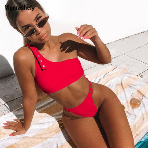 Sexy Red Bikini 2022 High Waist Cut Swimsuit Women Push Up Swimwear Summer BeachWear Solid One Shoulder Bikini Bathing Suit - Price history & Review | AliExpress Seller - Vigorashely Official Store | Alitools.io Sexy Red Bikini 2022 High Waist Cut Swimsuit Women Push Up Swimwear Summer BeachWear Solid One Shoulder Bikini Bathing Suit - Price history & Review | AliExpress Seller - Vigorashely Official Store | Alitools.io