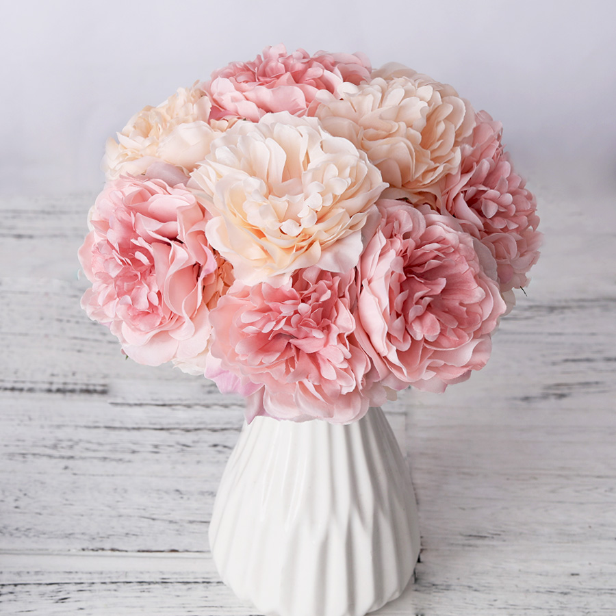 5Heads Artificial Silk Fake Large Peony Flowers Hydrangea Wedding Party Decor 