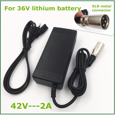 36V Li-ion Charger 42V2A Electric Bike Lithium Battery Charger for 36V lithium battery  with XLR Socket/Connector Good Quality ► Photo 1/6