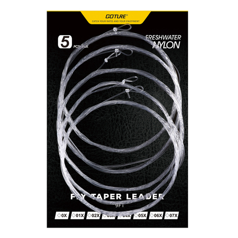 Goture 5pcs Tapered Leader Fly Fishing Line 9FT/2.74M 0X/1X/2X/3X/4X/5X/6X/7X Fly Line Leader With Loop Clear Nylon Line ► Photo 1/6