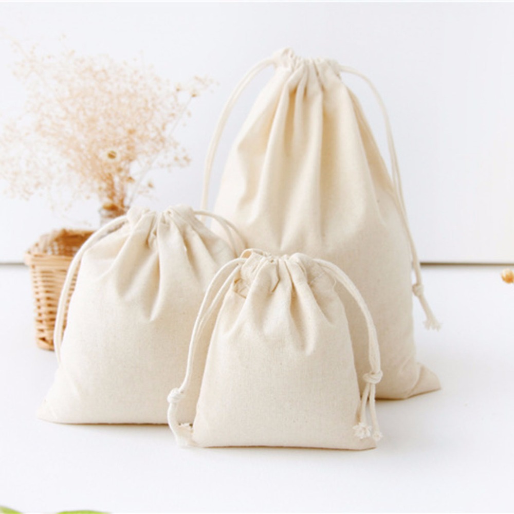 10pcs/lot 10*14cm Flax Fabric Canvas Gift Bag Jewelry Drawstring Pouch Pack Bags 