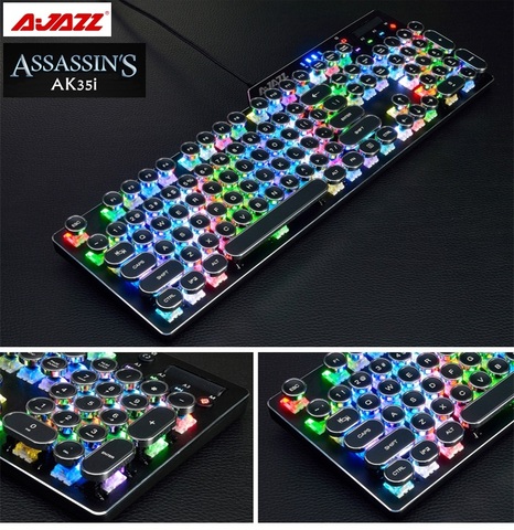 Ajazz AK33i USB Wired Punk Typewriter Multimedia Macro Programming Mechanical Gaming Keyboard PBT/ABS Luminous Keycaps ► Photo 1/1