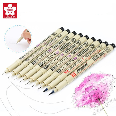 7/9/11 pcs/set Sakura Pigma Micron Pen Needle drawing Pen Lot 005 01 02 03 04 05 08 Brush pen Art Markers ► Photo 1/6