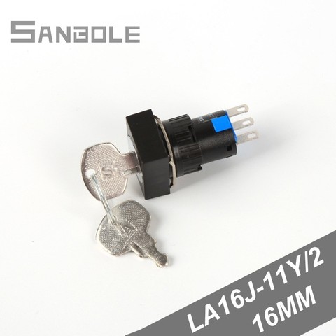 Small-sized Self Lock Button LA16J-11Y/2 2 position Bring Key Knob 1NC 1NO Choice Button Switch 16MM Button switch 220V ► Photo 1/5