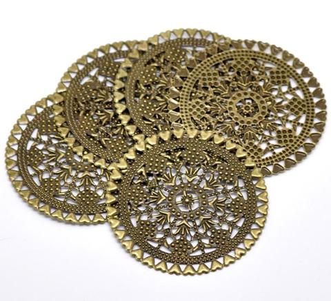 DoreenBeads 20PCs Antique Bronze Filigree Round Wraps Connectors Embellishments for DIY Jewelry Making Findings Handmade 6cm ► Photo 1/3