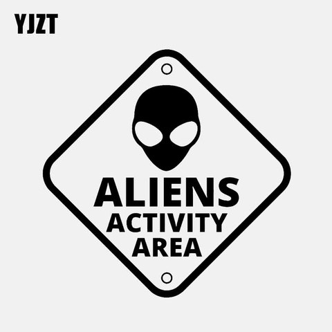 YJZT 14.5CM*14.5CM ALIEN ACTIVITY AREA UFO Funny Car Sticker Vinyl Decal Black/Silver C3-0508 ► Photo 1/5