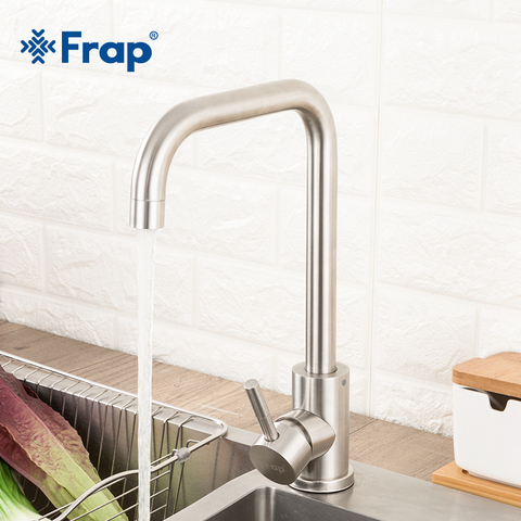 Frap Stainless Steel Kitchen Faucet Brushed Process Swivel Basin Faucet 360 Degree Rotation Hot & Cold Water Mixers Tap Y40107/8 ► Photo 1/6