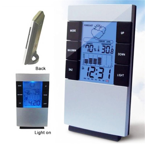 Household Digital LCD Display Hygrometer Thermometer Temperature Humidity Meter Clock Alarm ► Photo 1/6