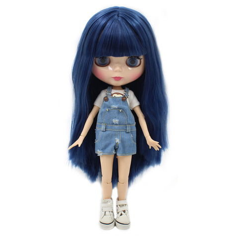 ICY DBS Blyth doll 1/6 bjd blue straight hair natural skin joint body shiny face 30cm acticulated doll ► Photo 1/3