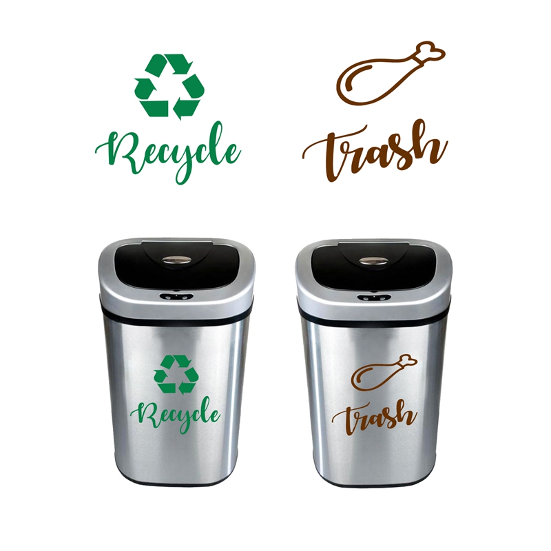 Trash Can Decor Classification Sign Vinyl Sticker Recycle Bin And General Waste