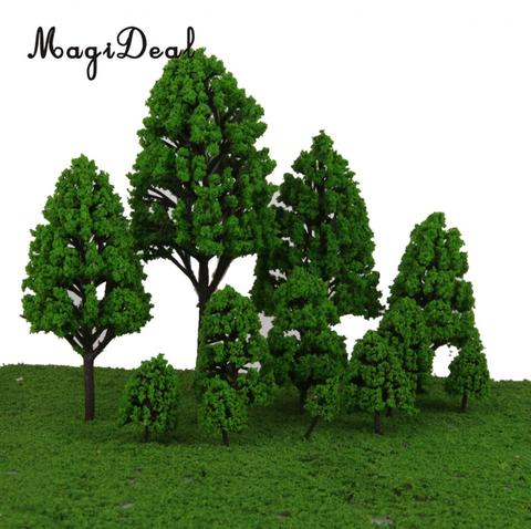 MagiDeal 12Pcs Poplar Plastic Trees Model Light Green Leaves Railroad Railway Scene Scenery Landscape for Park Street Layout ► Photo 1/6