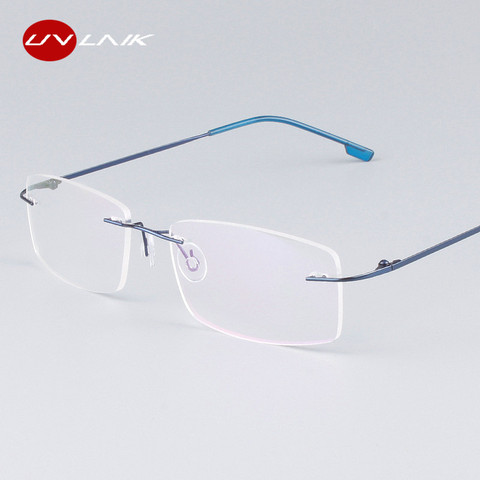 UVLAIK Classic Mens Pure Titanium Rimless Glasses Frames Myopia Optical Frame Ultra-light Titanium Frameless Eyeglasses Frame ► Photo 1/6