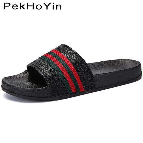 Cool Name Brand Mens Slippers Brand Men Slippers Shoes Leather