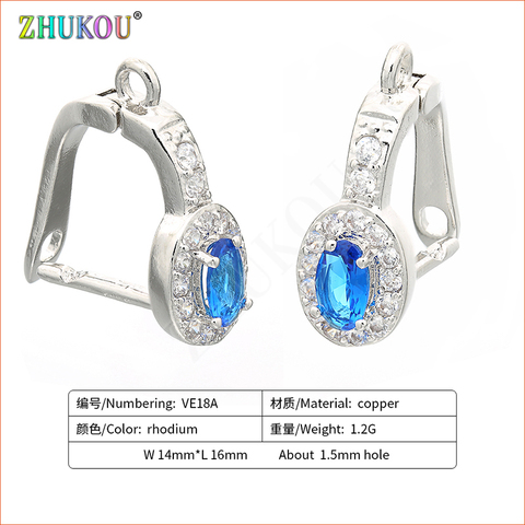 1 Pair 14*16mm Handmade Cubic Zirconia Diy Earrings Accessories, Hole: 1.5mm, Mixed Color, Model: VE18 ► Photo 1/6