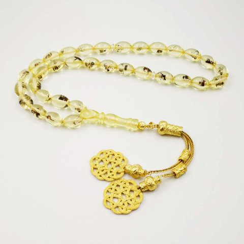 Real insect 33 Tasbih Golden Kazaz Tassel Eid gift For Muslim prayer beads Rosary Man's Misbaha Islamic Turkish Resin Bracelets ► Photo 1/6