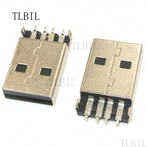 10Pcs High Quality USB 2.0 Jack A Type Male Plug Connector USB jack 180 Degree 4PIN Sink SMT 2Feet DIP Cable Soldering ► Photo 1/2