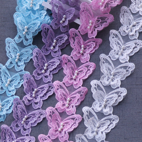 H032 Butterfly Flower Soluble Organza Lace Trim Knitting Wedding Embroidered DIY Handmade Patchwork Ribbon Sewing Supplies Craft ► Photo 1/6