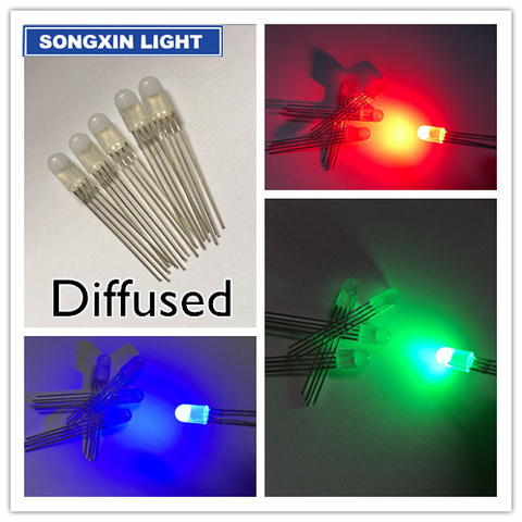 50pcs 5mm 4pins RGB LED Common anode / CATHODE Tri-Color Diodes Diffused 5MM  full-color LED RGB red/green/blue ► Photo 1/6