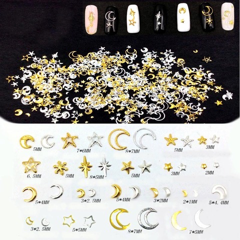 1000Pcs Moon Stars Nail Art Rivets Stud Multi Mental Decals diy Tips Manicure Charms UV Gel 3D Nail Decorations Nail art ► Photo 1/6