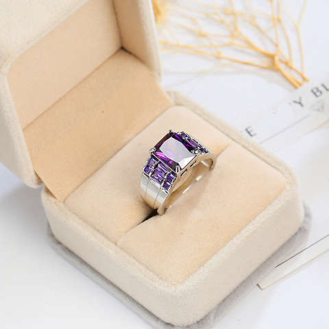 Purple Zircon wide Rings For Women 925 sterling silver Filled Multicolor Birthstone Ring Exquisite Wonderful Women Jewelry ► Photo 1/5