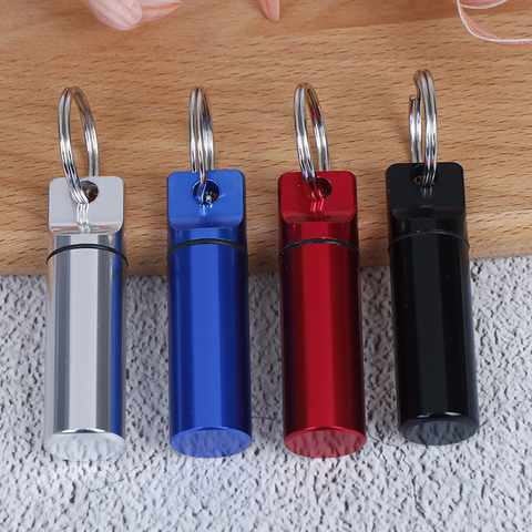 1pc Waterproof Aluminum Pill Box Medicine Case Container Bottle Holder Keychain Carabiner Outdoor Pill Case PillBox 4 Colors ► Photo 1/6